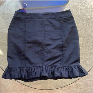 Prada Early 2000s Navy Silk Blend Ruched Skirt IT 42 US Made in Italy